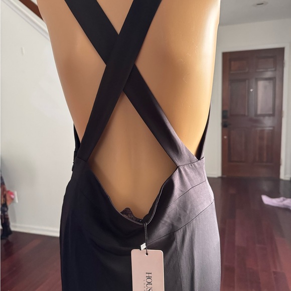 House of CB Black Backless Deep V Maxi Gown size Large - Picture 5 of 8